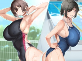 爆乳水泳部対決‼ 彼女の座を賭けた真夏の肉弾戦