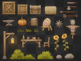 ドット絵の横スクロールアクション素材集～村の小物～