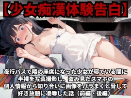 【少女痴漢体験告白】夜行バスで隣の座席になった少女が寝ている間に半裸を写真撮影し、盗み見たスマホの個人情報から知り合いに画像をバラまくと脅して、好き放題に凌辱した話