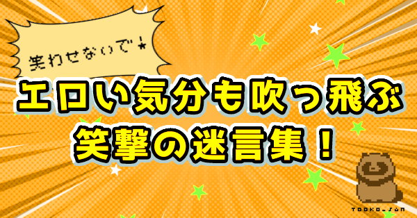 【笑わせないで！】エロい気分も吹っ飛ぶ笑撃の迷言集！