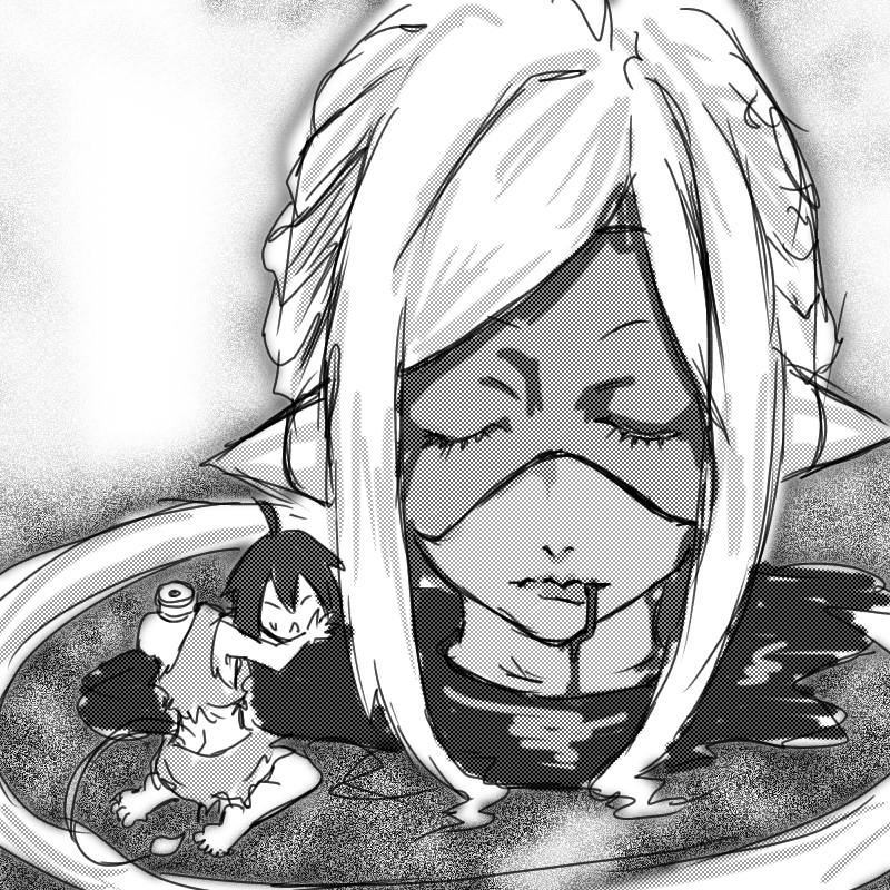 【ラフ案候補⑲】ほっぷ＆すてっぷ第五号編　連載漫画『食用奴隷＃９闘戯用奴隷ユエル＆エリスト』の表紙版