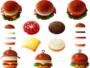 食べ物イラスト素材-ハンバーガー素材-