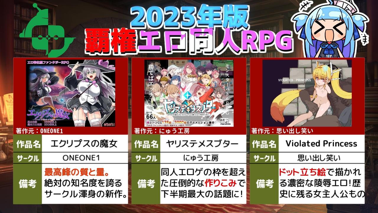 【2023年版】今年の人気エロRPGを全部おすすめしてみた【同人/解説】